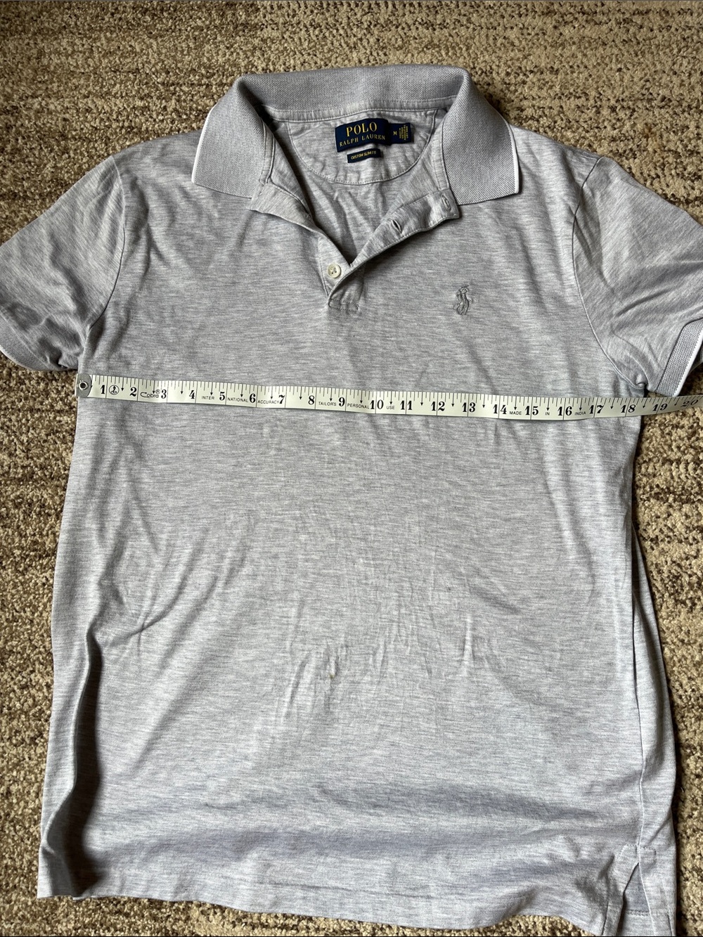 Ralph Lauren Men’s Heather Gray Polo Shirt, slim fit medium, cotton